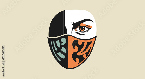 Intriguing Masked Figure Revealing the Intense Gaze