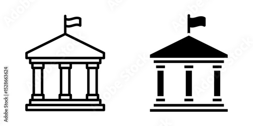 City hall building icon set. Symbol isolated on white background. vector illustration.