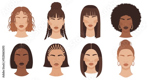 Diverse Hairstyles for Women and Various Ethnicities
