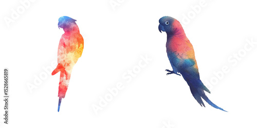 abstract color silhouette of cockatoo watercolor vector illustration