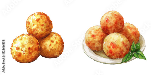 arancini watercolor vector illustration