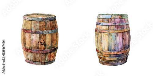 barrel watercolor vector illustration