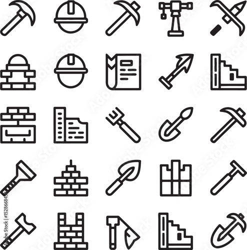 Wallpaper Mural Construction Tools Line Icons Pack Torontodigital.ca