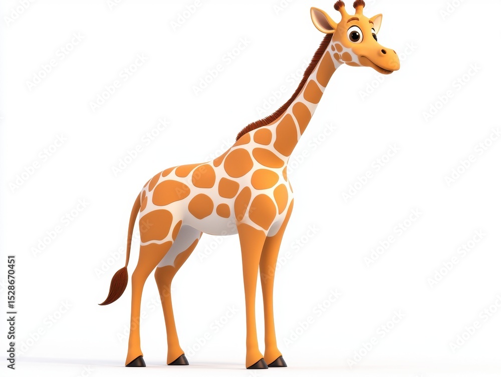 Obraz premium Friendly Cartoon Giraffe on White Background