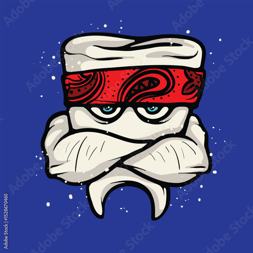 Tough Gangster Tooth cartoon vector illustration