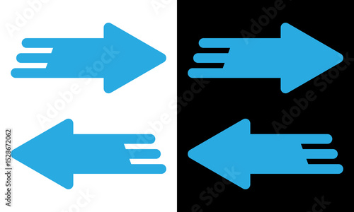 Right and left arrows on black and white background.