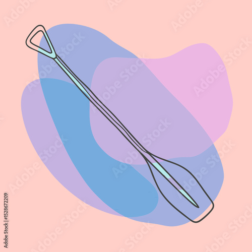 minimalist line drawing of a kayak paddle with soft pastel overlays. Ideal for websites and blogs related to water sports, outdoor activities, adventure, and summer recreation.