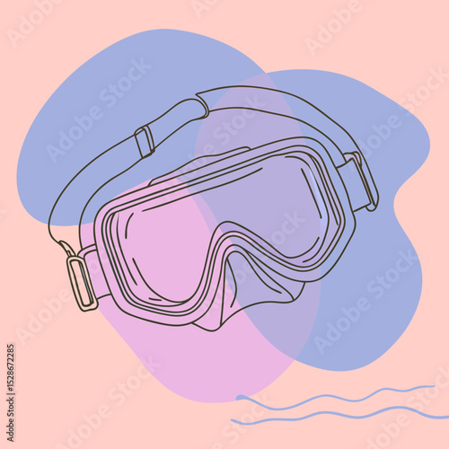 diving mask with abstract pastel shapes, ideal for travel, summer, or underwater adventure themes. Websites/blogs can use it for vacation planning, water sports, or marine life.

