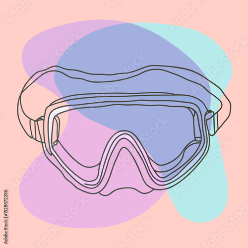 diving mask with abstract pastel shapes, ideal for travel, summer, or underwater adventure themes. Websites/blogs can use it for vacation planning, water sports, or marine life.

