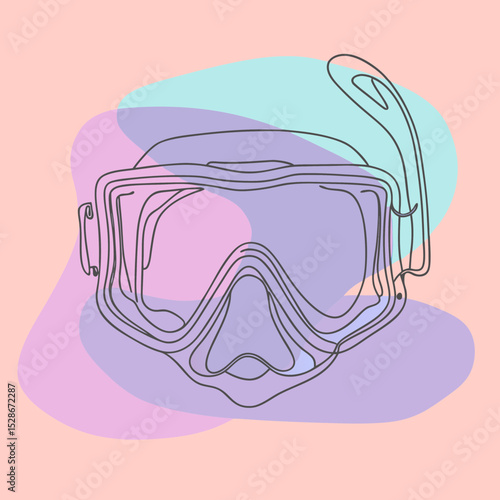diving mask with abstract pastel shapes, ideal for travel, summer, or underwater adventure themes. Websites/blogs can use it for vacation planning, water sports, or marine life.


