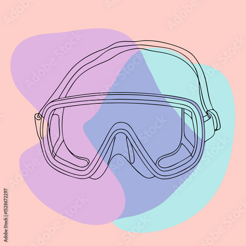 diving mask with abstract pastel shapes, ideal for travel, summer, or underwater adventure themes. Websites/blogs can use it for vacation planning, water sports, or marine life.

