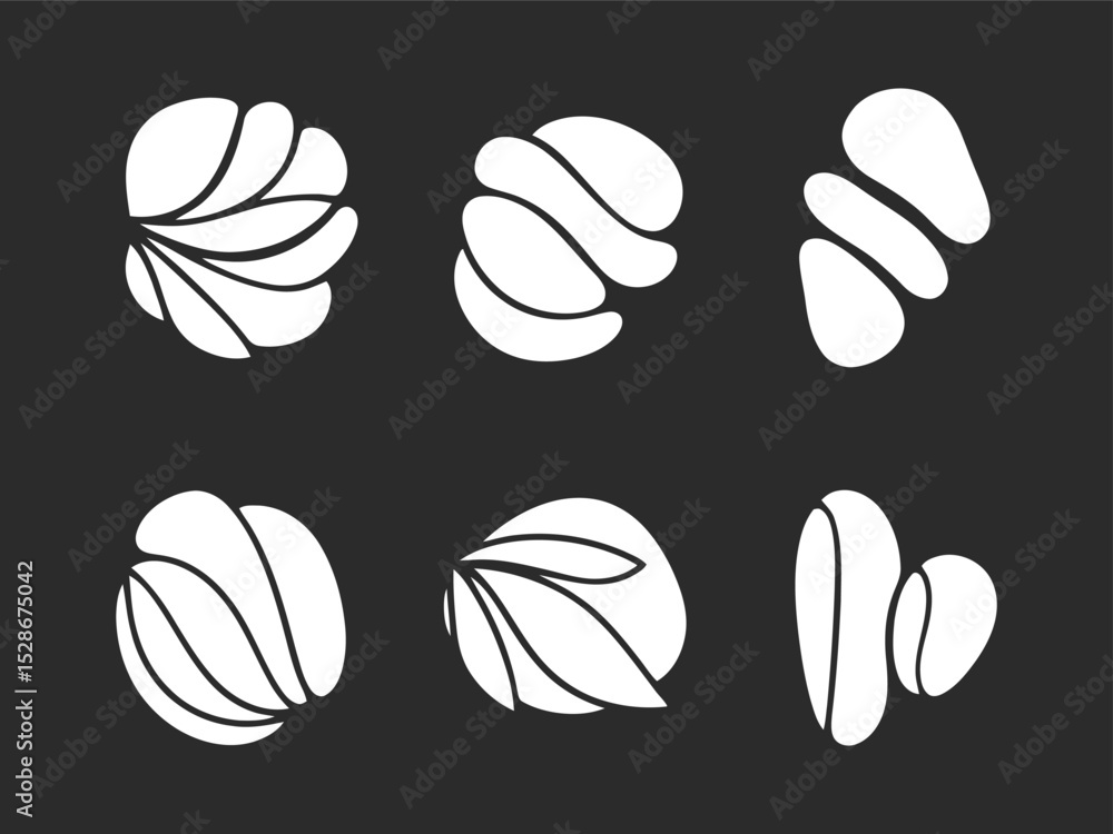 Fototapeta premium Minimalist Abstract Organic Shape Element Set on Dark Background Decoration