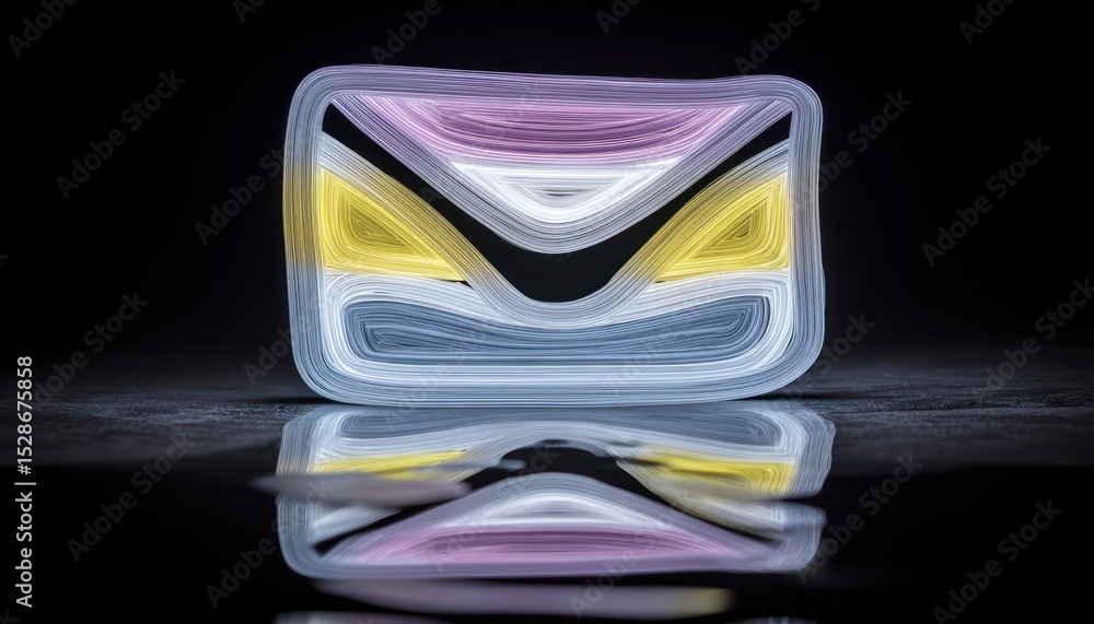 Abstract light painting of an envelope shape Abstract light painting of an envelope shape
