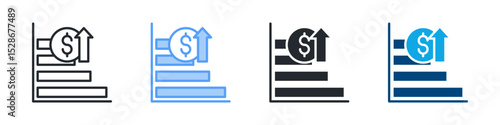 Chart Icon Set Multiple Style. Design In Outline, Blue, Glyph, Dualtone