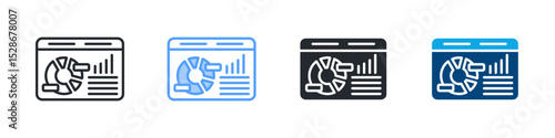 Statistic Icon Set Multiple Style. Design In Outline, Blue, Glyph, Dualtone