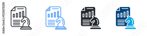 Strategy Icon Set Multiple Style. Design In Outline, Blue, Glyph, Dualtone
