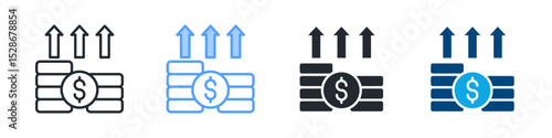 Profit Icon Set Multiple Style. Design In Outline, Blue, Glyph, Dualtone