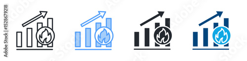 Trending Icon Set Multiple Style. Design In Outline, Blue, Glyph, Dualtone