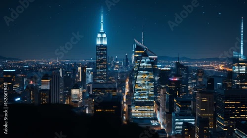 Wallpaper Mural Nightfall Metropolis: A Stunning Aerial View of Illuminated Skyscrapers Torontodigital.ca