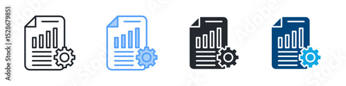 Process Icon Set Multiple Style. Design In Outline, Blue, Glyph, Dualtone