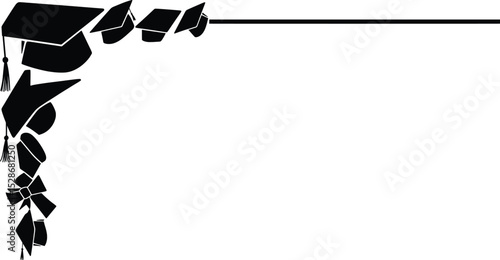 Elegant Graduation Frame Vector Illustration of Black Graduation Caps