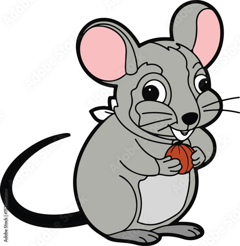 Cute Cartoon Mouse Holding Cheese Illustration