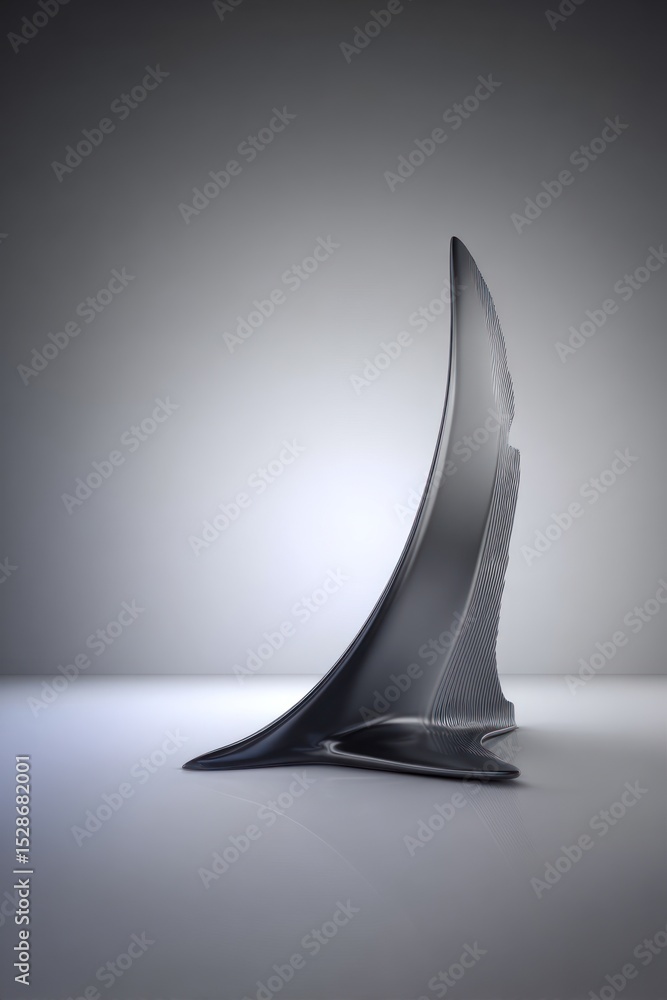 Fototapeta premium Abstract sculpted form, metallic gray, modern design