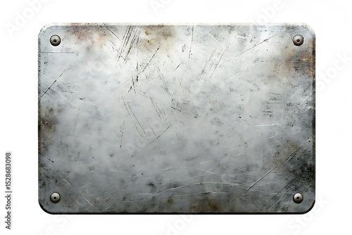Scratched metal plate texture isolated on a white background