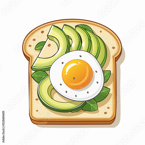 Avocado Toast with Egg: A mouthwatering and artistically crafted depiction of avocado toast topped with a perfectly cooked egg, embodying the essence of a healthy and delicious breakfast.