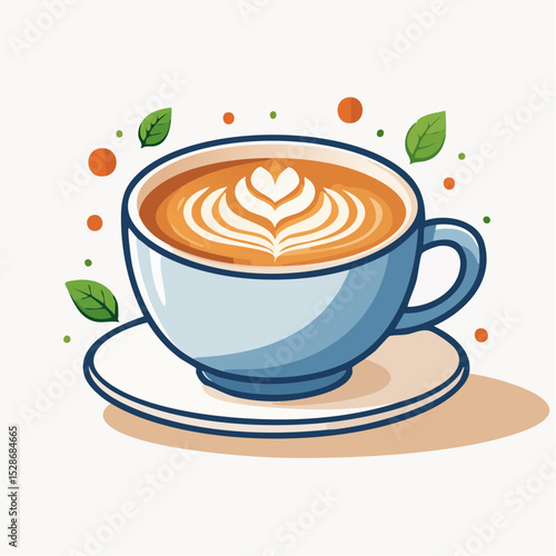 Morning Coffee Delights: An inviting artistic rendering of a delightful cup of coffee, adorned with latte art. Its rich aroma and the promise of a revitalizing start to the day.