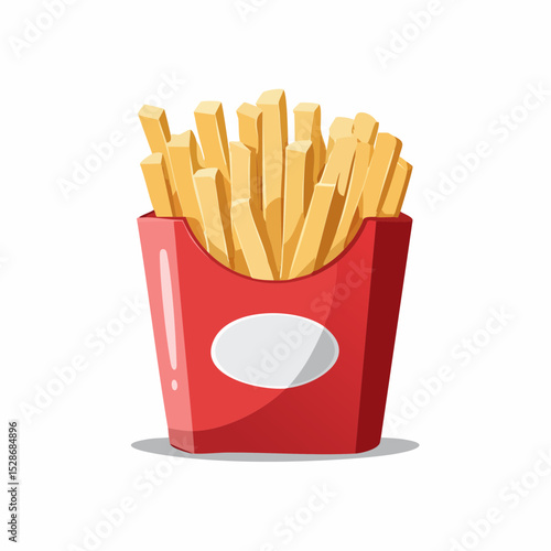 French Fries in Red Carton: A delectable serving of golden french fries sits in a classic red carton, ready to be enjoyed.  