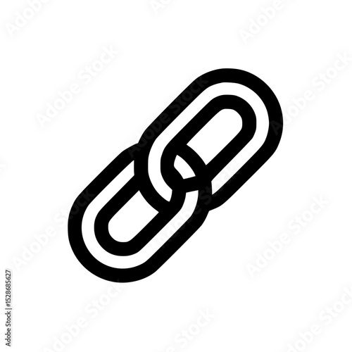 Simple black outline graphic of two linked chains.