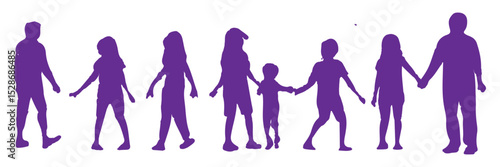 Isolated minimal black family silhouettes. Collection of family silhouettes on isolated background. Vector illustration