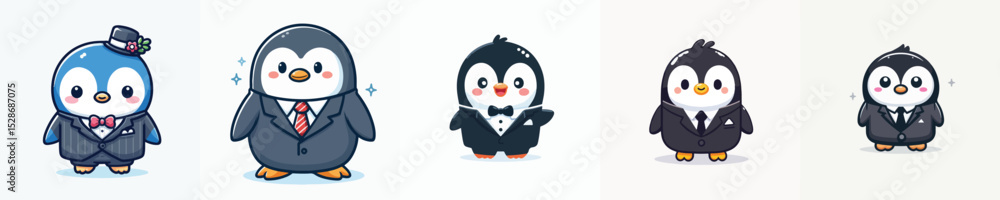 Fototapeta premium cute penguin vector in suit costume