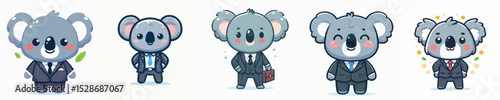 cute koala vector in suit costume