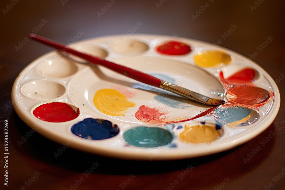 Naklejka premium Colorful Paint Palette for Artistic Creations and Expression