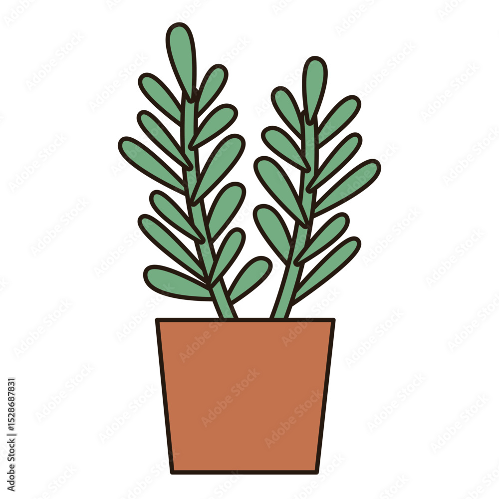 ROSEMARY PLANT in a pot cute icon illustration decorative botanical simple line art doodle outline drawing symbol logo clipart element decoration ROSEMARY PLANT in a pot cute icon illustration decorative botanical simple line art doodle outline drawing symbol logo clipart element decoration