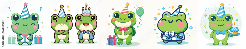 Fototapeta premium frog vector is having a birthday