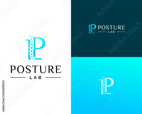 Logo design about letters PL spine chiropractor medical.