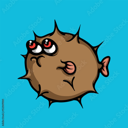 Puffer fish cartoon vector illustration