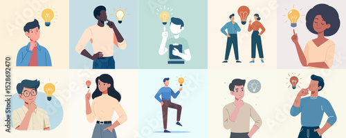 Wallpaper Mural illustration set of person having idea Torontodigital.ca