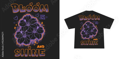 Aesthetic graffiti flower t shirt design, vector graphic, typographic poster or tshirts street wear and Urban style	