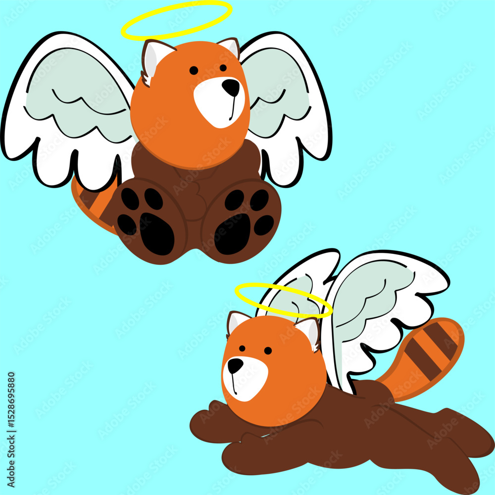 Obraz premium sweet angel red panda cherub cartoon pack collection in vector art