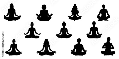 Silhouette of a person meditating in the lotus position