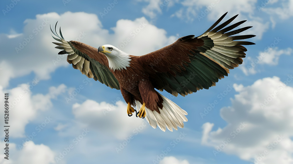 Obraz premium Pixelated Eagle Soaring Through Cloudy Sky
