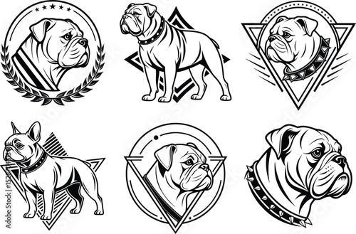 Stylish Bulldog and French Bulldog Breed Logo Designs Perfect for Branding and Apparel