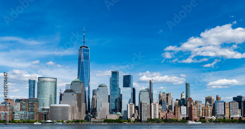 Fototapeta Naklejka Na Ścianę i Meble -  New York, NYC United States. View of New York city skyline in Midtown Manhattan. USA, NYC, NY, Manhattan. American financial capital city. Lower Manhattan skyline. New York from New Jersey. Downtown