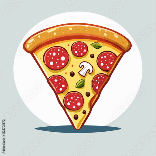 Slice of Pizza Delight: A mouthwatering slice of pizza showcases delectable toppings, inviting viewers to savor the flavors of this culinary masterpiece.