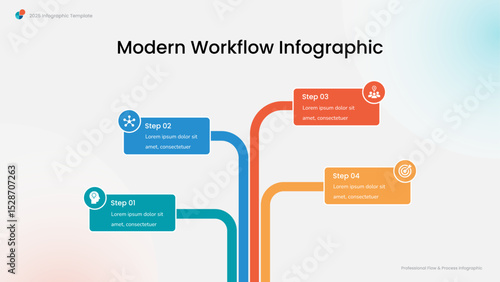 Modern Workflow Process Infographic Template