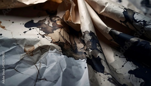 Close-Up of Ink Smears Caused by Left-Hand Motion, Warm Light Details